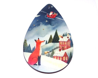 Wooden Christmas Tree Decoration Deer Pendant Handmade 65mm MM1-3