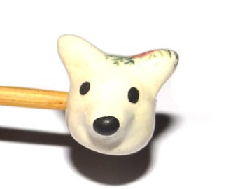 Ceramic Floral Animal Focal Bead Handmade Porcelain 15mm BB8-4