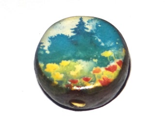 Ceramic Tree Forest Focal Bead Handmade Pottery Beads 20mm PP2-1