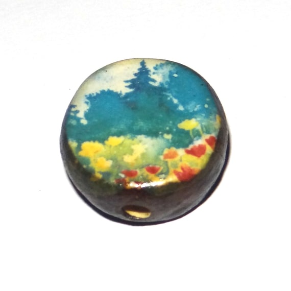 Ceramic Tree Forest Focal Bead Handmade Pottery Beads 24mm PP2-1
