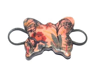 Ceramic Butterfly Bracelet Bar Cuff Porcelain 30mm CC5-1