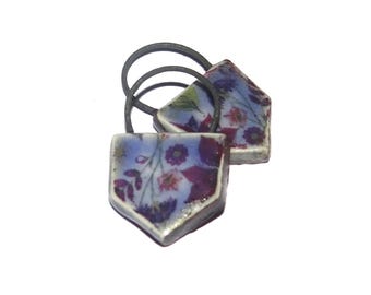 Ceramic Floral Patterned Charms Beads Pair Porcelain 23mm PP2-3