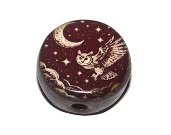 Ceramic Owl Focal Bead Handmade Pottery Beads 17mm PP7-4