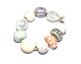 Ceramic Bead Set Handmade Porcelain 8-15mm