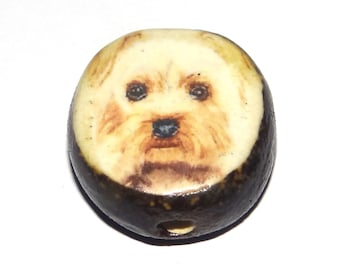 Ceramic Dog Focal Bead Handmade Pottery Beads 20mm PP3-4