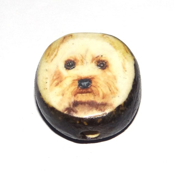 Ceramic Dog Focal Bead Handmade Pottery Beads 24mm PP3-4