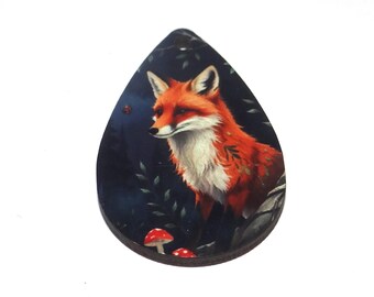 Wooden Two Sided Fox Pendant Handmade 45mm MM10-1