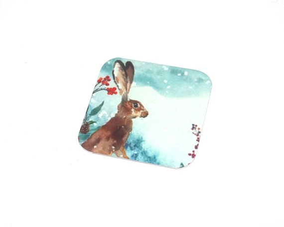 Faux Tin Hare Pendant Handmade Animal Wildlife 25mm 1" Square MSQ4-1