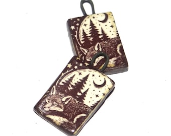 Ceramic Fox Charms Beads Pair Porcelain 21mm CC9-3