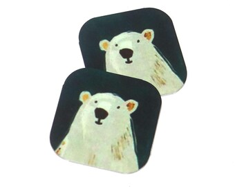 Faux Tin Polar Bear Charms Handmade 16mm  MM7-3