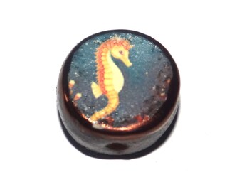 Ceramic Seahorse Focal Bead Handmade Pottery Beads 17-18mm BB7-1