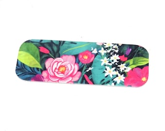 Metal Faux Tin Floral Bracelet Bar Cuff Pendant Handmade 40mm MM9-1