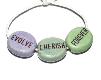 Porcelain Quote Bead Set Porcelain Handmade 15mm 0.6" CC8-3