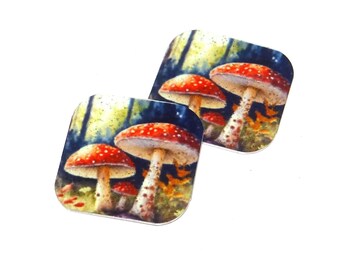 Faux Tin Mushroom Charms Handmade 16mm MM4-2