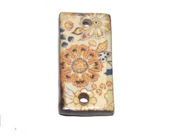 Ceramic Floral Pendant Handmade Focal Porcelain 28mm CC7-1