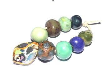 Ceramic Bead Set Handmade Porcelain 8-15mm