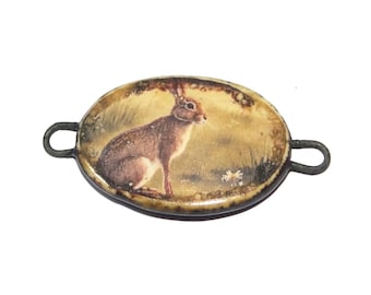 Ceramic Hare Animal Bracelet Bar Cuff Porcelain 40mm CC2-2