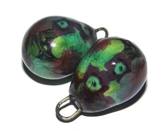 Ceramic Floral Drops Charms Pair Porcelain Earring Beads 20mm CC2-2