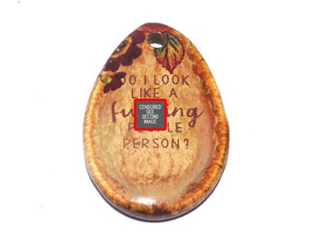Ceramic Quote Pendant Handmade Focal Porcelain 34mm PP1-1