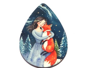 Wooden Christmas Tree Decoration Winter Pendant Handmade 65mm MM1-4