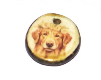 Ceramic Dog Charm Pendant Porcelain Handmade 17mm PP9-2