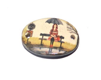 Ceramic Waiting Bracelet Bar Cuff Porcelain 30mm CC5-2