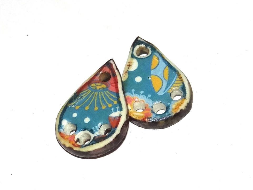 Ceramic Earring Charms Pair Stoneware Pottery