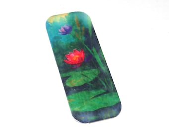 Metal Faux Tin Lilypad Bracelet Bar Cuff Pendant Handmade 40mm MM9-1