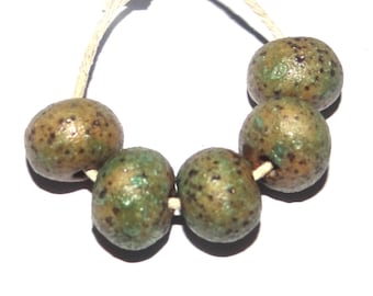 Ceramic Patina Speckled Bead Set Handmade 13mm