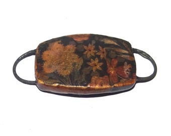 Ceramic Floral Bracelet Bar Cuff Porcelain 30mm CC5-1