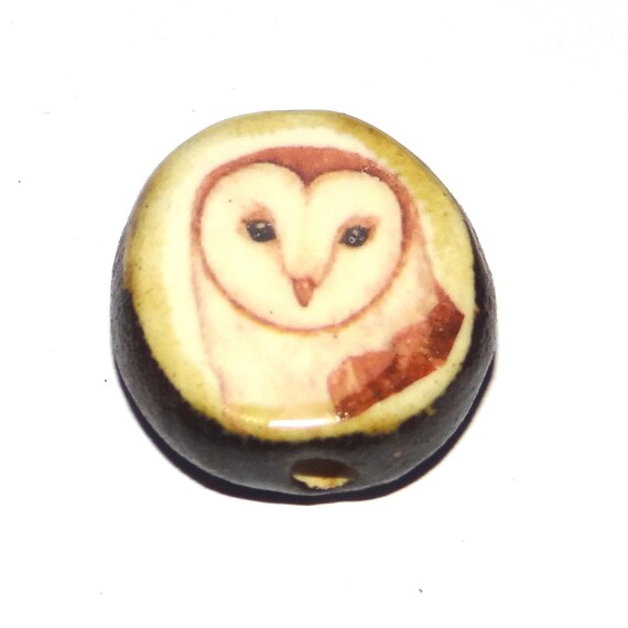 Ceramic Owl Focal Bead Handmade Pottery Beads 24mm PP2-2
