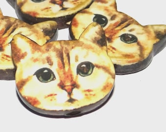 Ceramic Cat Focal Bead Handmade Pottery Beads 20mm BB7-2