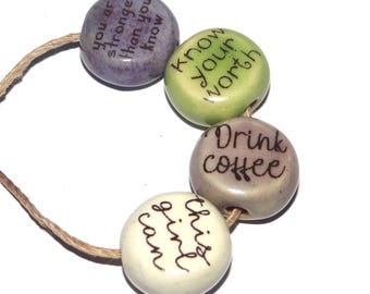 Porcelain Quote Bead Set Porcelain Handmade 15mm 0.6" BB3-1