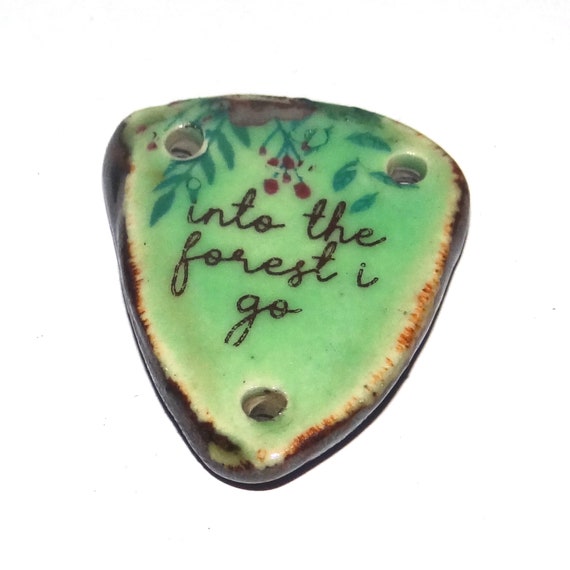 Ceramic Quote Pendant Handmade Focal Porcelain 30mm CC6-4