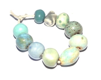 Ceramic Bead Set Handmade Porcelain 8-15mm