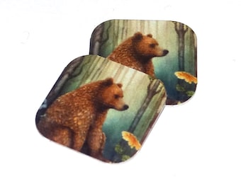 Faux Tin Bear Charms Handmade 16mm MM4-2
