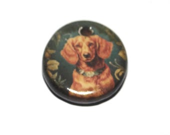 Ceramic Dog Charm Pendant Porcelain Handmade 15-20mm CC9-4