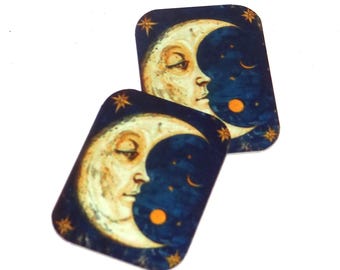 Faux Tin Moon Charms Handmade 25mm 1" MM2-2