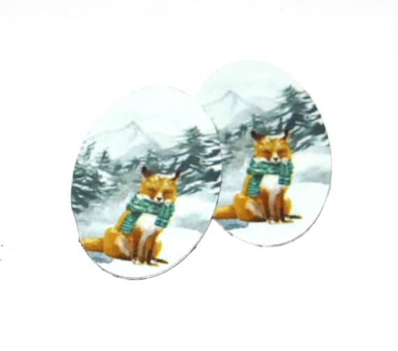 Fox Snow Charms Handmade Faux Tin Metal 20mm 0.8" MM8-3