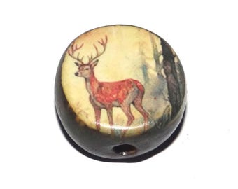 Ceramic Deer Focal Bead Handmade Pottery Beads 17mm BB7-1