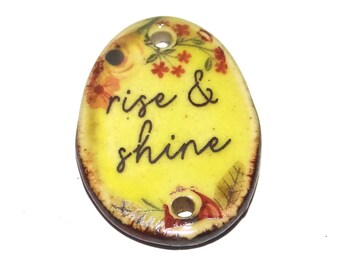 Ceramic Quote Pendant Handmade Focal Porcelain 30mm CC6-3