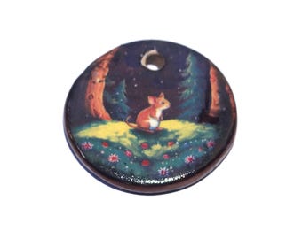 Ceramic Mouse Pendant Handmade Focal Porcelain 25mm CC7-1