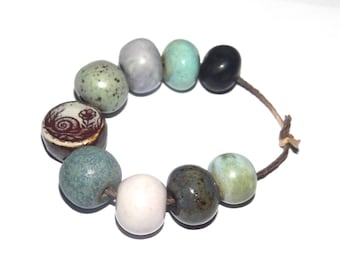 Ceramic Bead Set Handmade Porcelain 8-15mm