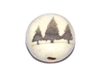 Ceramic Tree Focal Bead Handmade Pottery Beads 17mm PP6-3