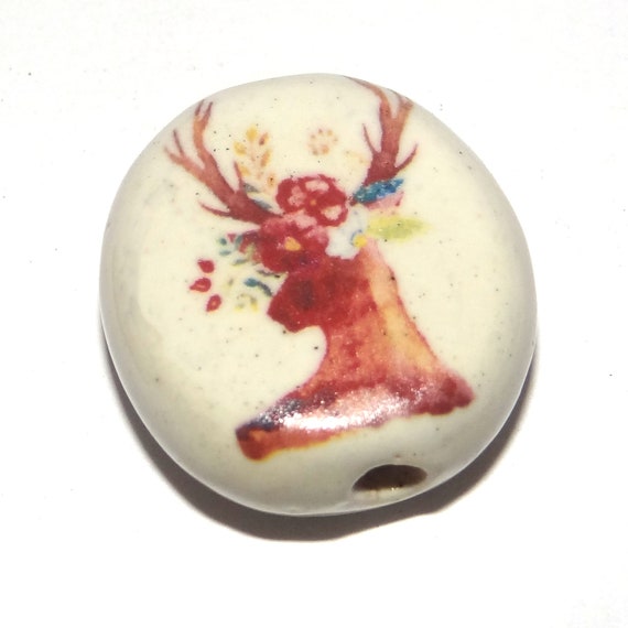 Ceramic Hare Focal Bead Handmade Beads 22mm PP1-1