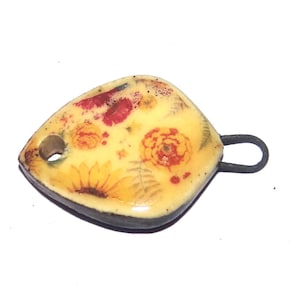 Ceramic Floral Bracelet Bar Cuff Connector Porcelain 24mm PP9-1