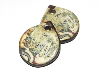 Ceramic Mermaid Charms Earring Bead Pair 18mm PP5-4
