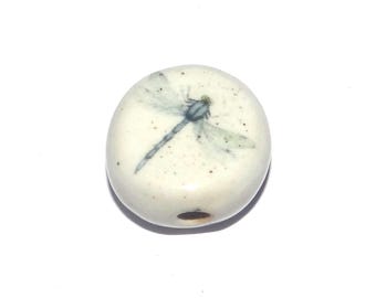 Ceramic Dragonfly Focal Bead Handmade Pottery Beads 18-20mm PP7-2