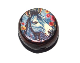 Ceramic Donkey Focal Bead Handmade Pottery Beads 17-18mm BB7-1