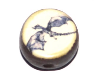 Ceramic Dragon Focal Bead Handmade Pottery Beads 17mm PP7-4